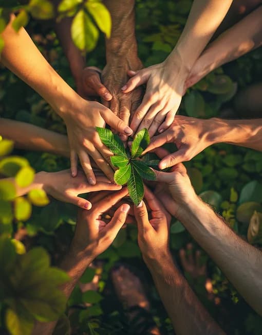 Nature Connected Coaching Course Group with Hands in